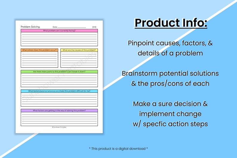 Problem Solving Printable Worksheets - Decision Making Resource ...