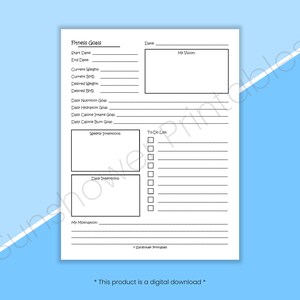 Fitness Goal Setting Journal Page - Printable Daily Intentions, Habit ...