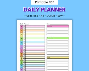 Daily Planner Printable - Half Hour Schedule (PDF)