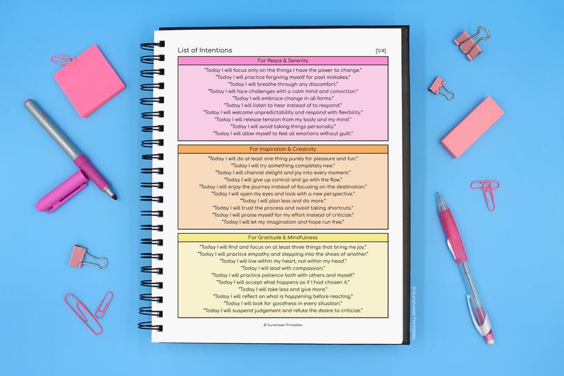 Intention Statements - Printable Daily Affirmations for Inspiration ...