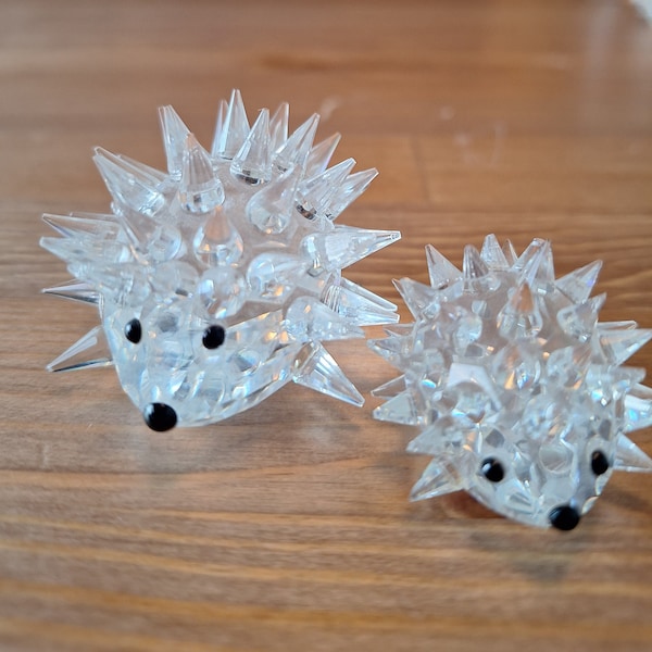 Adorable Swarovski hedgehog pair Mother and baby retired crystal figurines collectable gift boxed ships worldwide