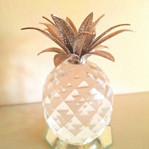 Swarovski Pineapple vintage retired 1980s large rhodium leaves rare item collectable gift ships worldwide