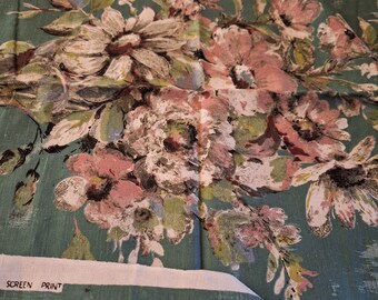 Vintage Sanderson fabric bundle green with pink and white flowers 5 pieces 1980s ships worldwide