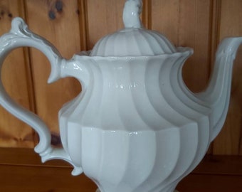 Vintage teapot Myott China Lyke Old Chelsea White vintage teapot swirl design 1940s teapot ships worldwide