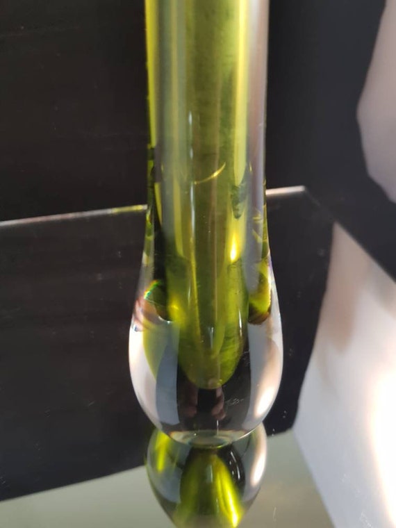 Murano Sommerso Green And Clear Italian Stem Vase Gorgeous Etsy