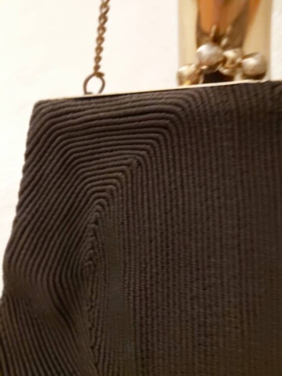 Genuine vintage brown Corde evening bag  1940s st… - image 9