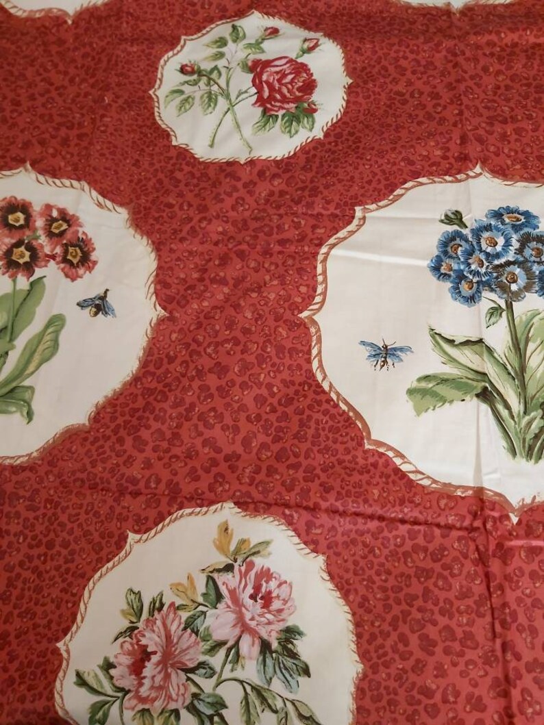 Vintage fabric Nina Campbell fabric length Bagatelle red Etsy