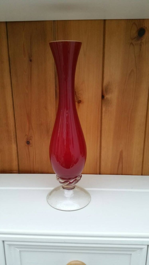 Ruby Red Glass Vase Single Stem Vase Retro Vintage Slim Etsy