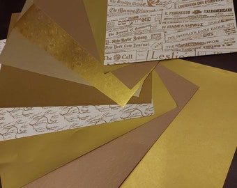 Card making paper mixed weight A4 golds metalics 10 sheets