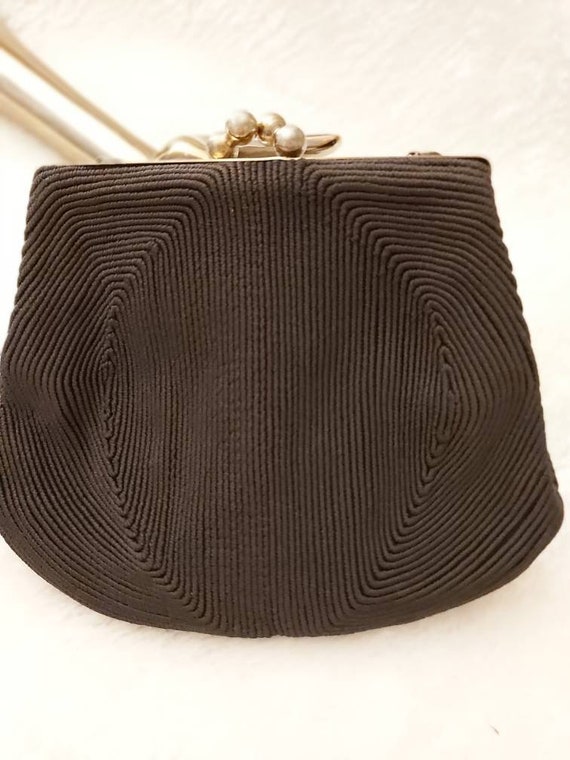 Genuine vintage brown Corde evening bag  1940s st… - image 10