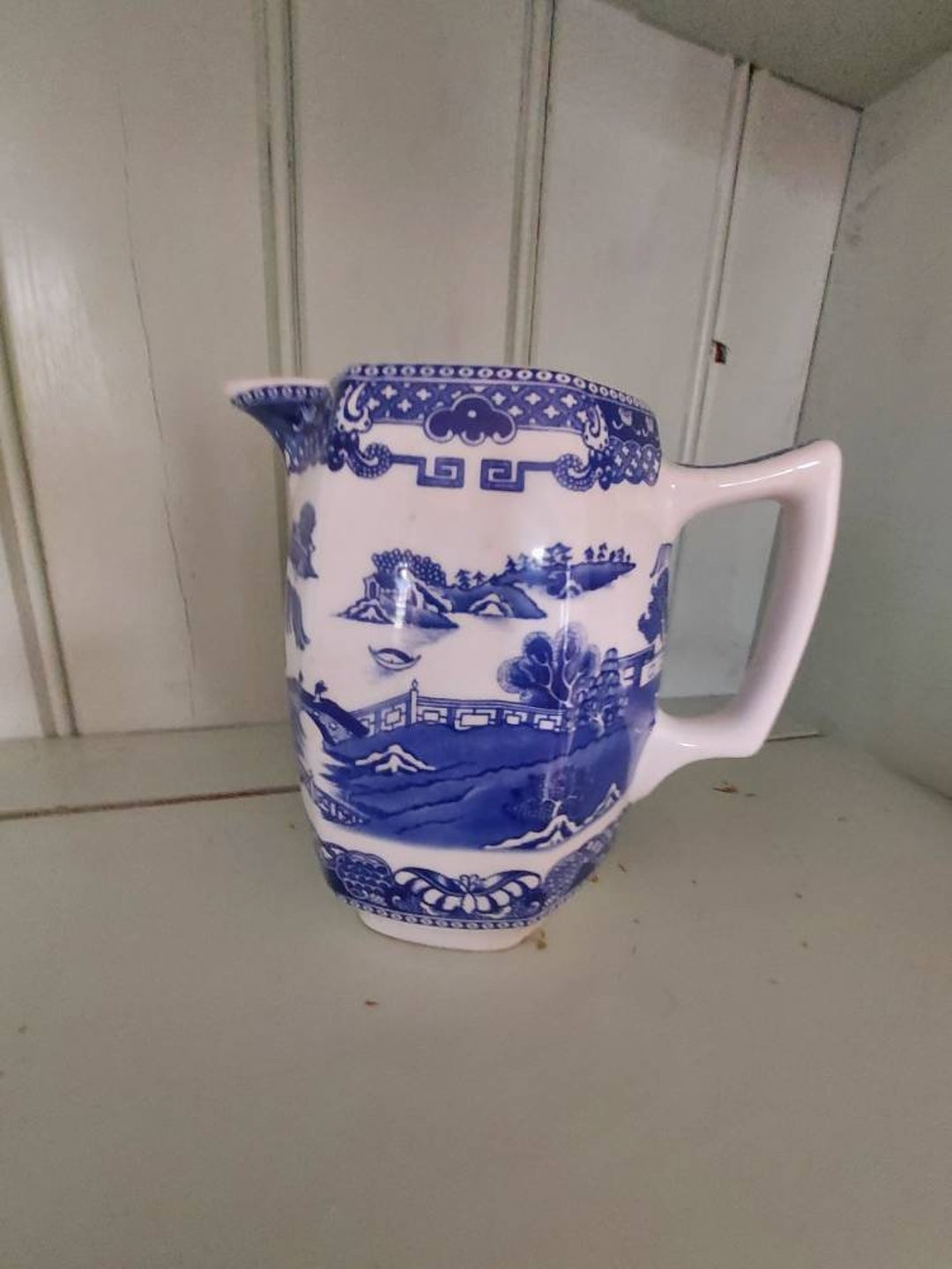 Vintage Ringtons Jug Blue and White China Pitcher Decorative