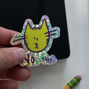 No Thx Glitter Cat die cut sticker image 2