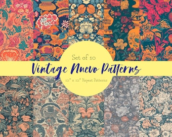 Vintage Nuevo Patterns: 10 Seamless Patterns Wallpaper/Digital Paper/Digital Scrapbook/Seamless pattern