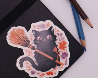 Witch Kitty Cat - Halloween Die Cut Vinyl Sticker