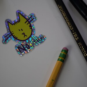 No Thx Glitter Cat die cut sticker image 4