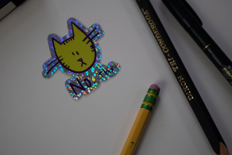 No Thx Glitter Cat die cut sticker image 4