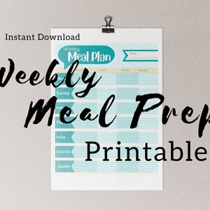 Printable Weekly Meal Planner List Downloadable Printable - Etsy