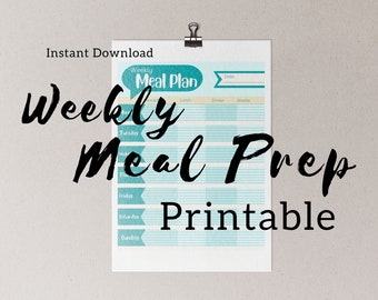 Printable Weekly Meal Planner List  - Downloadable Printable