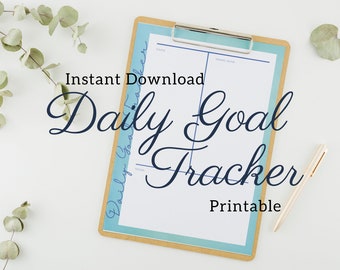 Printable Daily Goal Tracker - Instant Download, US Letter Size, High Res