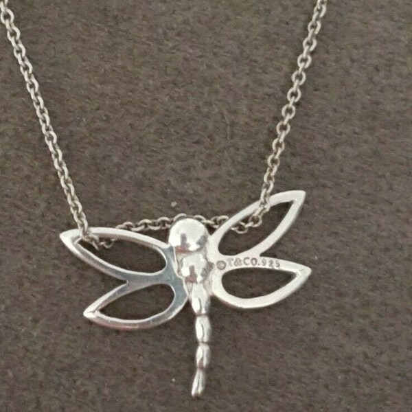 SALE, RARE!!  Stunning Authentic Tiffany & Co. Sterling Silver Dragonfly Necklace on a 16" Chain