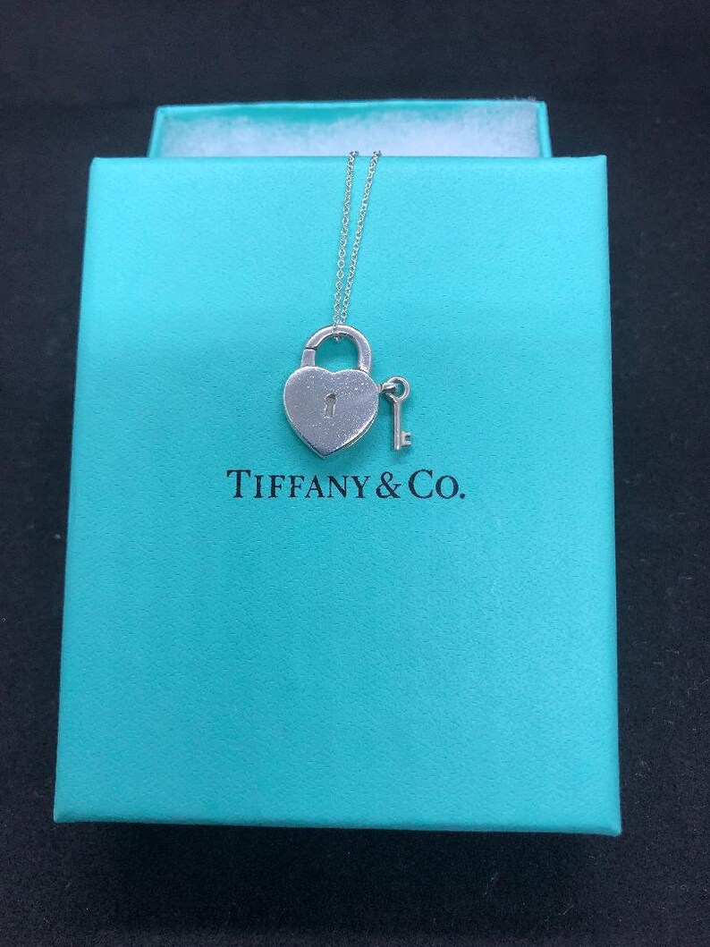 Pretty Tiffany & Co Sterling Silver Heart Padlock and Key