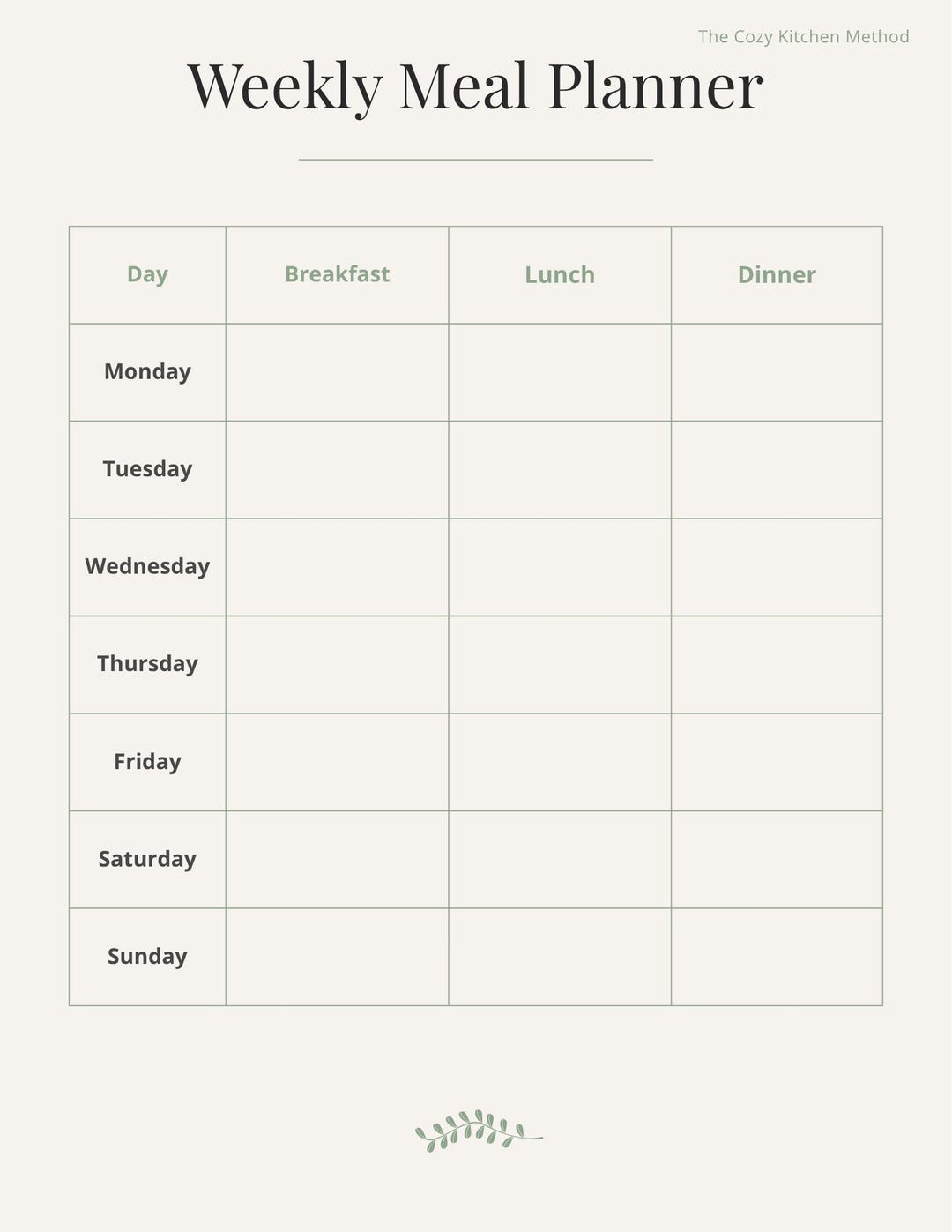 Weekly Meal Planner Printable | Minimalist Meal Plan | Kitchen Planner ...