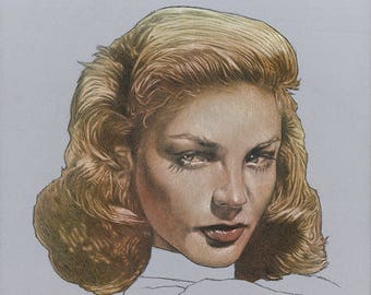 Lauren Bacall Portrait-Original art