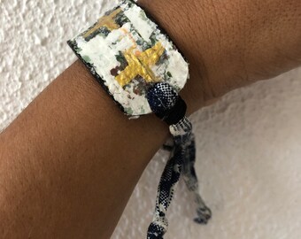 Brazalete pintado a mano con arte original, brazalete para mujer, brazalete arte original