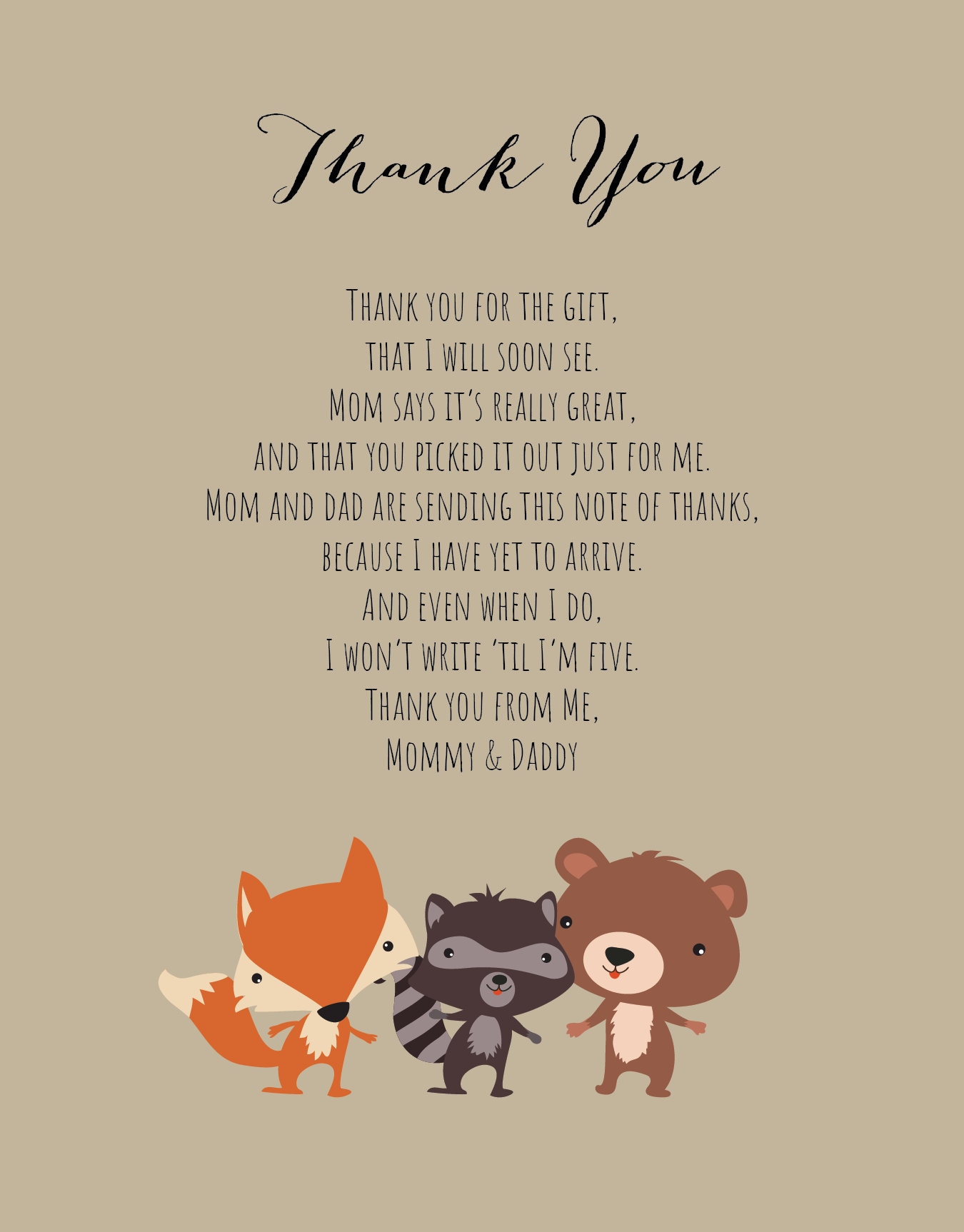 Baby Shower Thank You Cards, Gender Neutral Shower Thank You, Baby