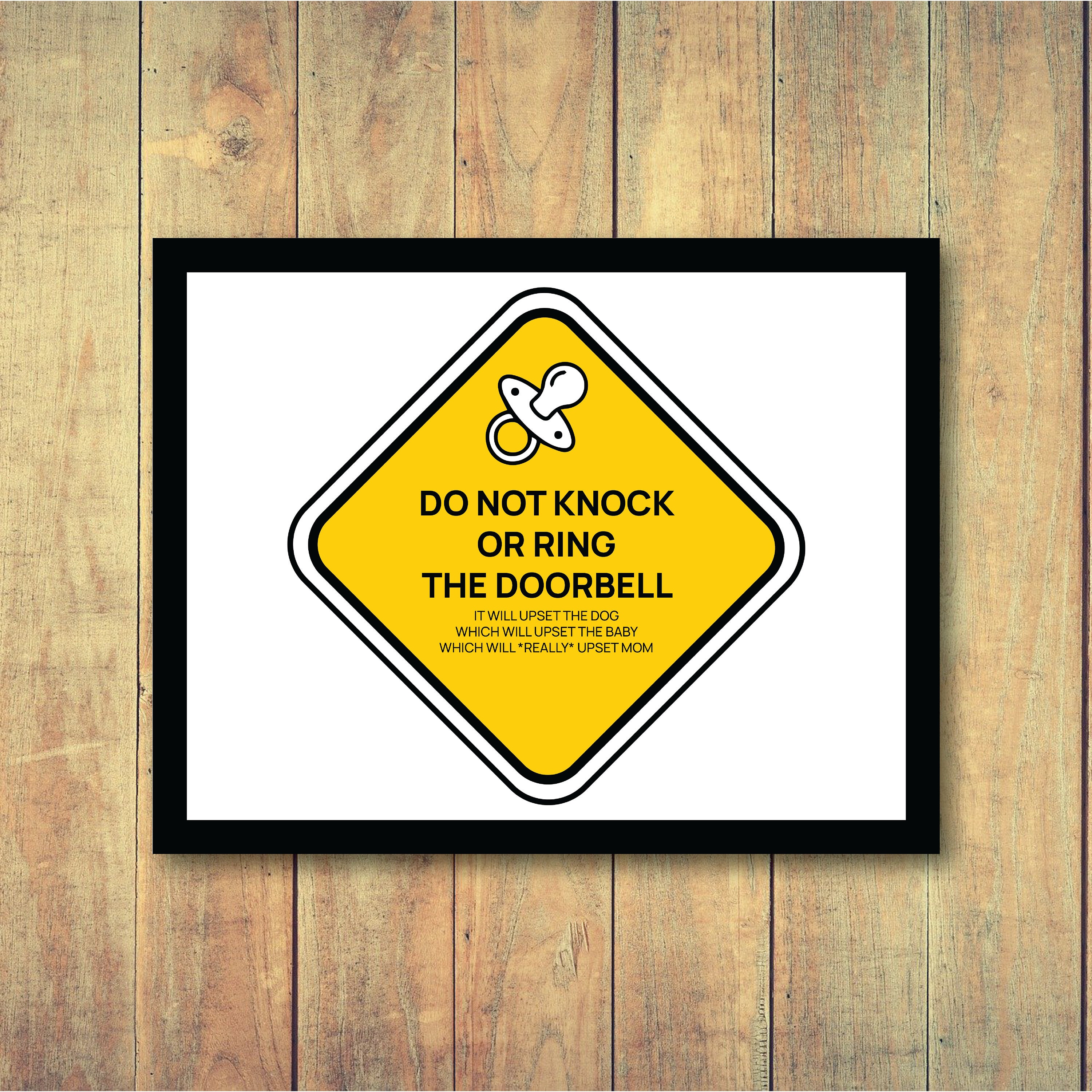 Do Not Knock or Ring the Doorbell Temporary Sign, Sleeping Baby, Upset