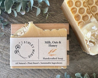 Honey Oatmeal Soap Bar - Goat Milk Soap - Goats Milk Bar Soap - Oatmeal Bar Soap - Cold Pressed Soap - Natural Soap Bar - Vegan Soap Bar