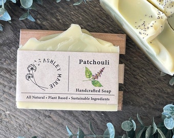 Patchouli Soap Bar - Hippie Soap - Bar Soap for Him - Cedarwood Soap - Spearmint Soap - Gift for Men - Manly Soap - Patchouli Oil Soap
