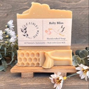 Baby Bliss Soap - Goat Milk And Oatmeal Bar for Sensitive Skin, Unscented Natural Soap with Honey & Jojoba, Gentle Cleanser for Babies