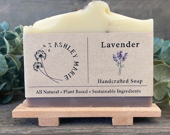 Jabón de Lavanda – Jabón vegano totalmente natural para piel sensible – Aroma calmante a aceite de lavanda – Regalo floral artesanal para ella – Regalo de spa