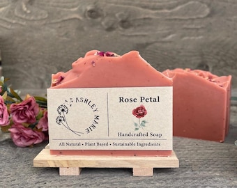 Mydło z płatkami róży - Mydło w kostce różane - Mydło w kostce różane - Mydło w kostce kwiatowe - Mydło bez palmy - Wegańskie mydło w kostce - Naturalne mydło w kostce - Prezent dla niej