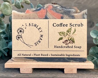 Coffee Scrub - Coffee Soap Bar - Exfoliating Soap - For Sensitive Skin - Unscented Bar Soap - Coconut Oil Soap - Palm Free Soap - Natural