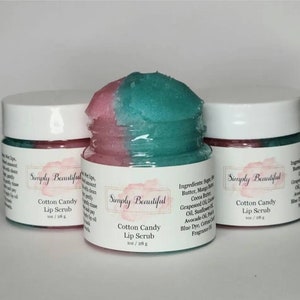 Gommage au sucre pour les lèvres Simply Beautiful Cotton Candy 1 oz Unisexe Tous les types de peau Exfolie Sans colorant Végétalien Sans charges Sans parabènes