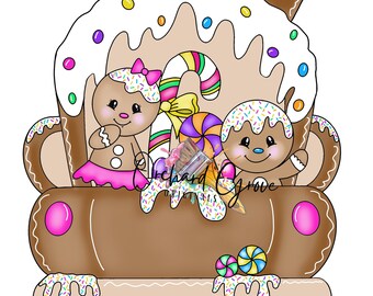 TEMPLATE: digital template, door hanger, gingerbread, truck door hanger, winter, Christmas, cookie