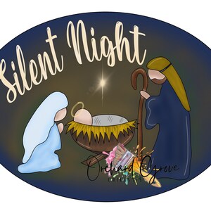 TEMPLATE: digital template, door hanger, manger, Christmas, Jesus, silent night