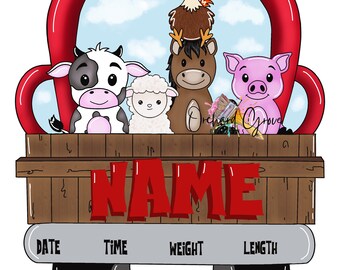 TEMPLATE: digital template, door hanger, farm, farm animals, nursery, baby, pig, cow, chicken, horse