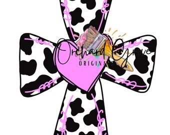 TEMPLATE: digital template, cross door hanger, cow, cow door hanger, farm, love, heart