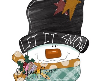 TEMPLATE: primitive snowman, digital template, door hanger, shelf sitter, snowman