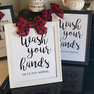 Wash Your Hands Ya Filthy Animal, Christmas Bathroom Decor, Funny Bathroom Sign Wall Hanging, Christmas Home Alone gift, Home Alone decor