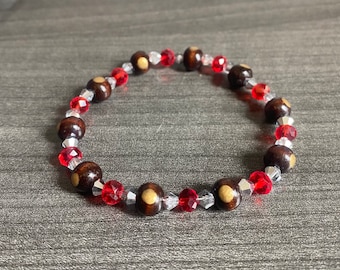 Bracciale Ohio State Buckeyes: perline di legno dipinte a mano, gioielli OSU