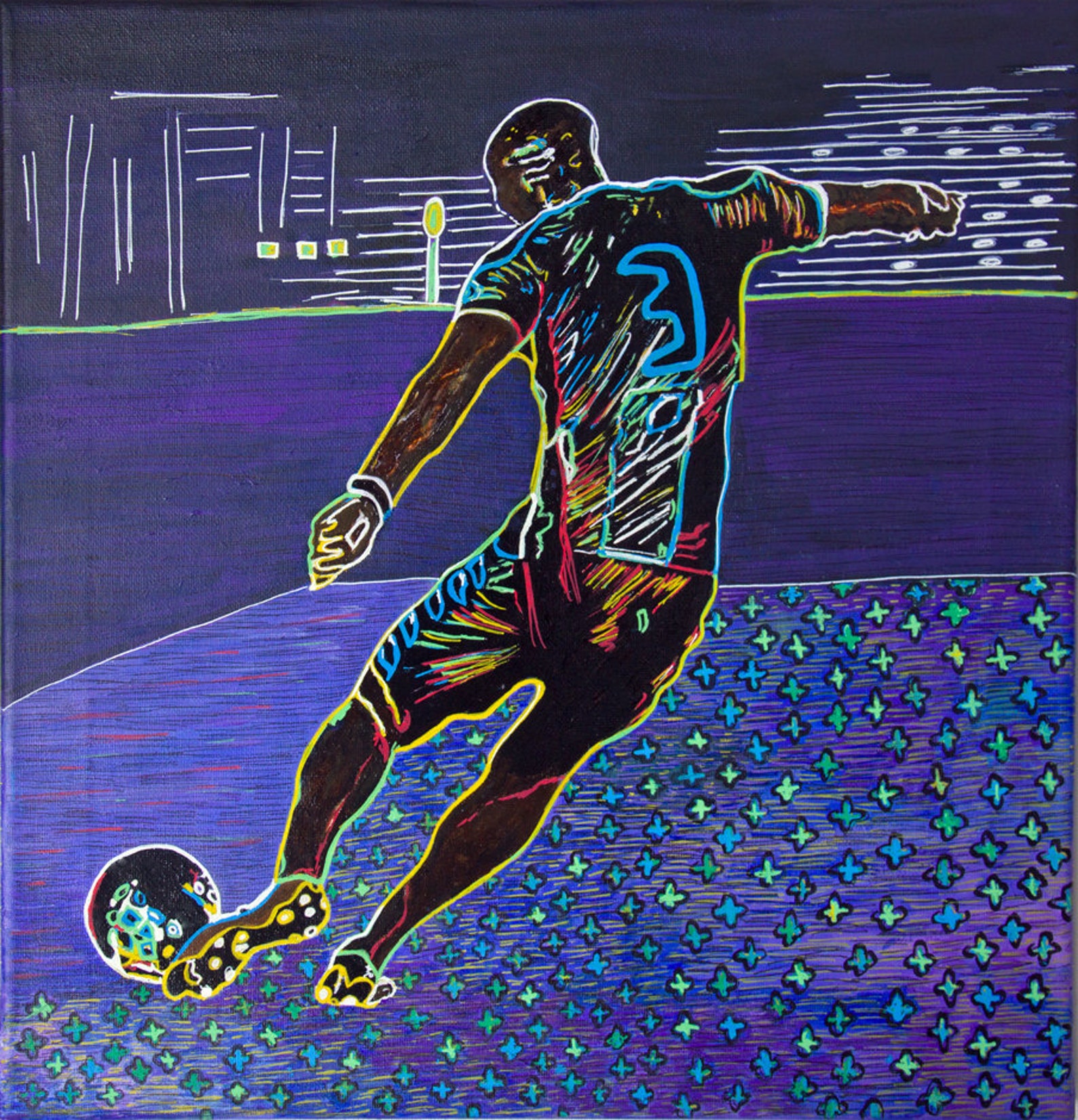 Décoration murale football. Peinture pièce unique joueur de Etsy France