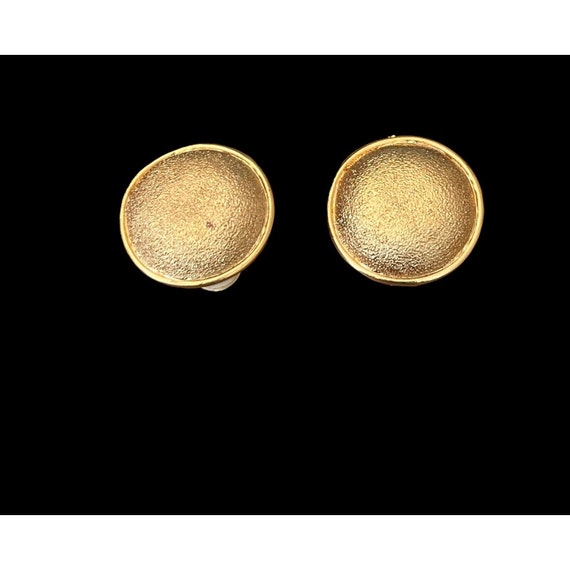 Vintage St. John Round Gold Tone Clip On Earrings 