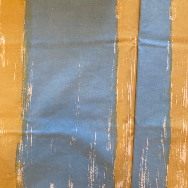 Vintage VERA Flat Twin Bedsheet - Blue Mustard Colors - MCM