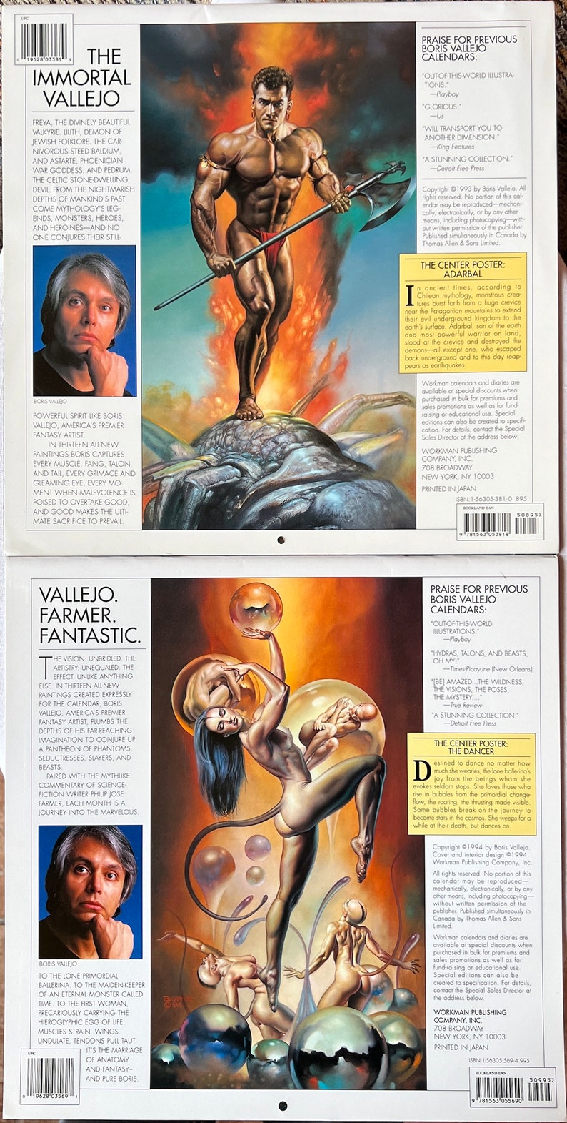 4 Boris Vallejo & Julie Bell Mythology Fantasy Calendars 1994 Etsy