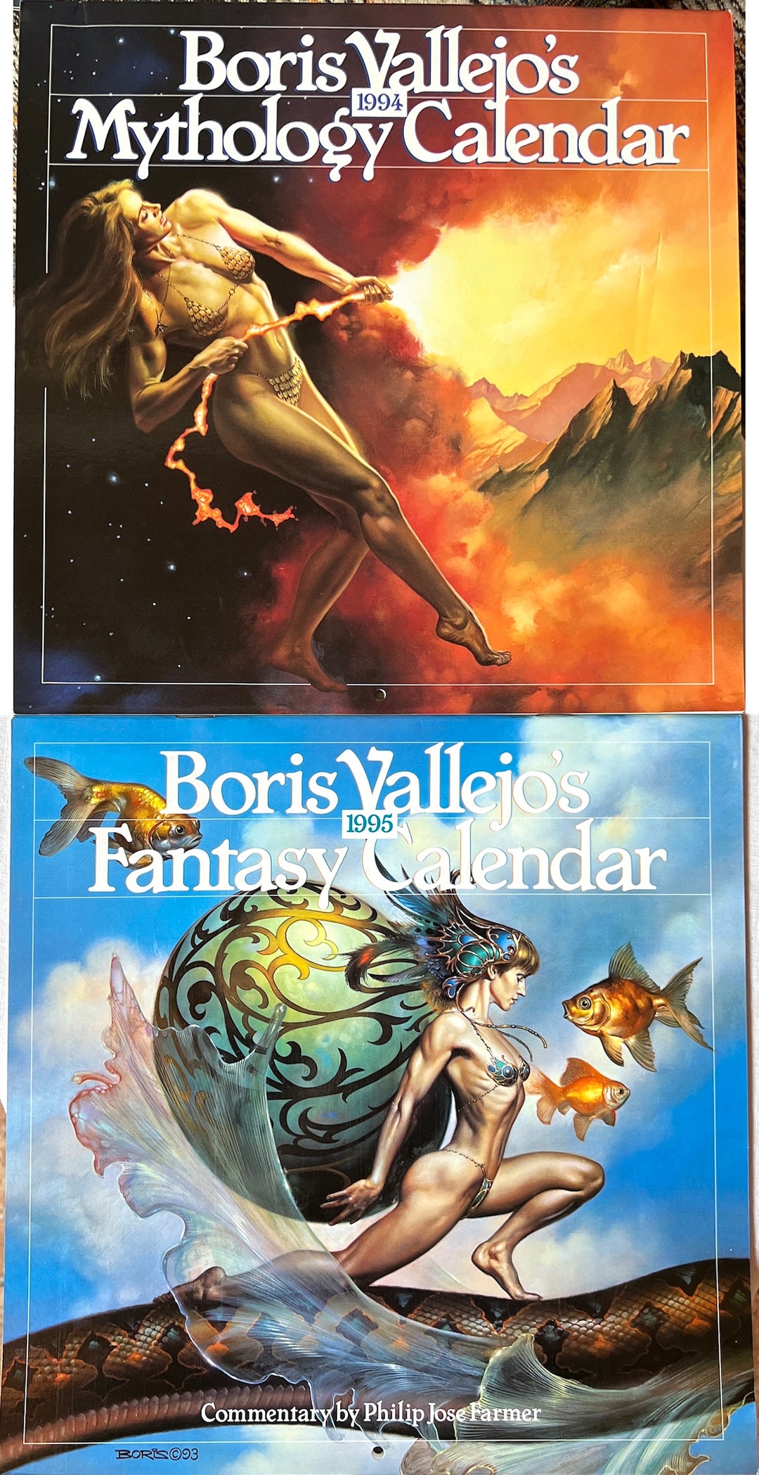 4 Boris Vallejo & Julie Bell Mythology Fantasy Calendars 1994 Etsy
