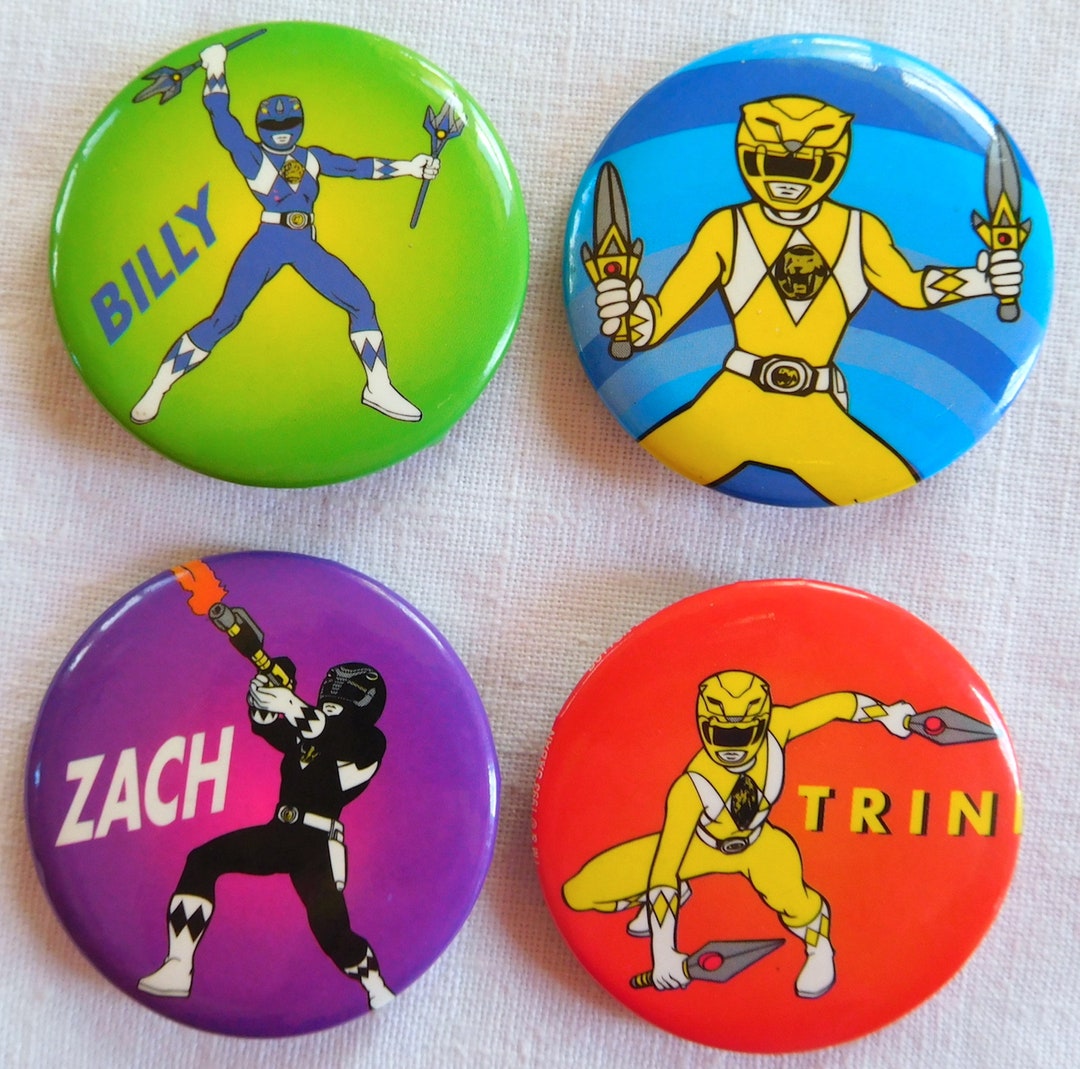 4 Power Rangers Button Pins Billy Zack 2 Different Trini Etsy